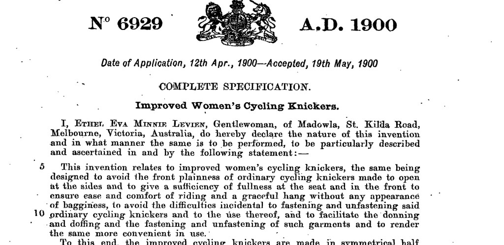 Part of Ethel Levien's 1900 UK patent application no. 6929